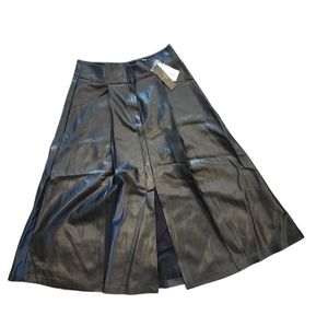 Tahari Black Faux Leather Midi Skirt, size 4, NWT